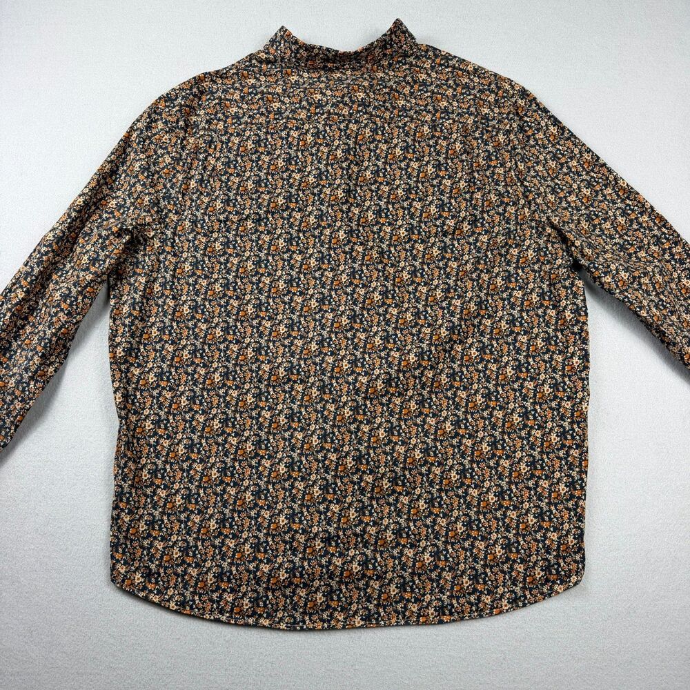 Express Floral Button Up Shirt Womens XL Navy Orange Ditsy Cotton Grandmacore - Picture 2 of 12
